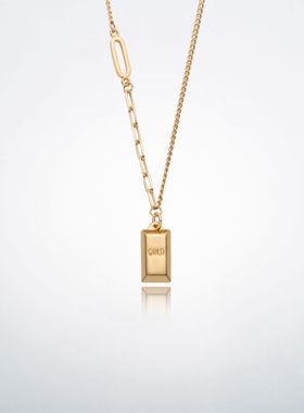 法国george melis招财暴富小金砖项链女s925银时尚轻奢小金条