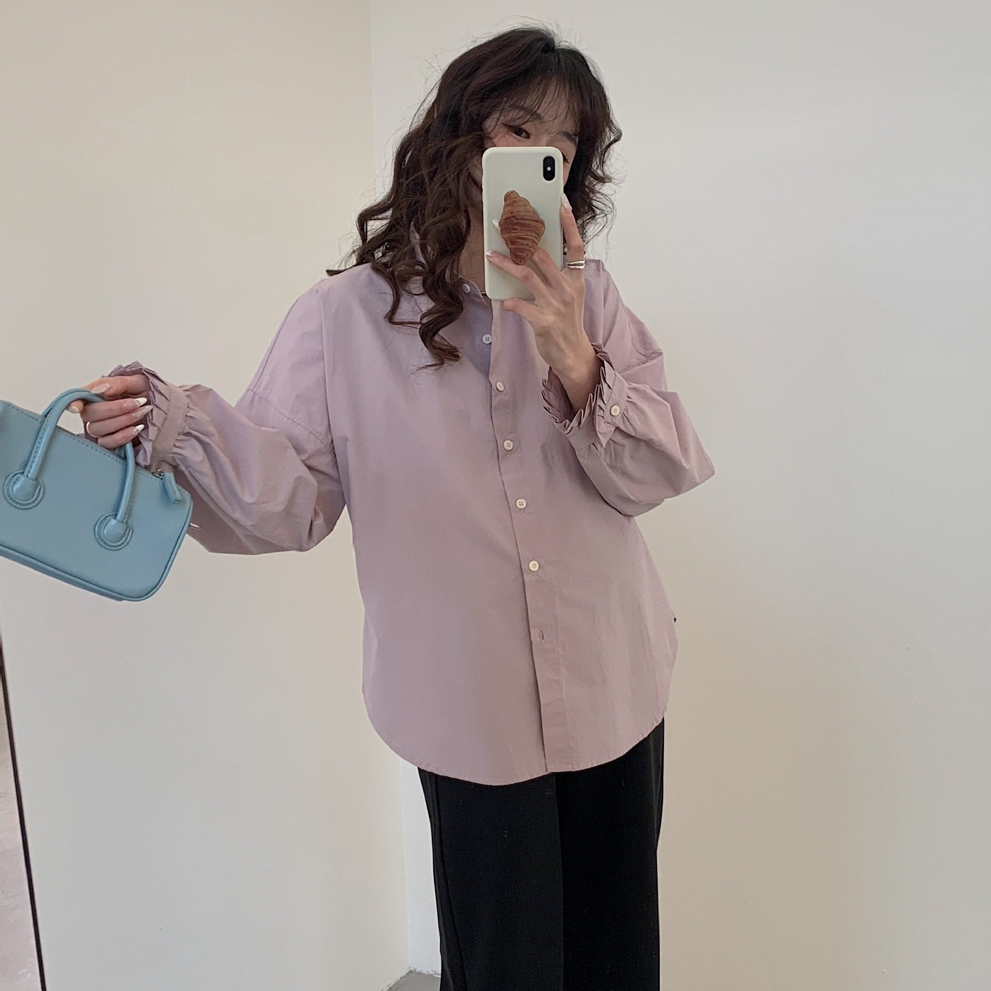 法国entle motto早春新款孕妇装轻熟法式甜美气质色孕妇小衫立领