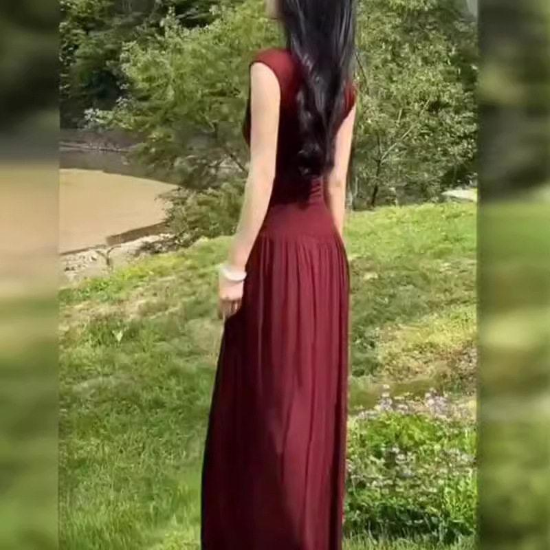 法国george melis夏季新款高级感无袖修身t恤压褶半身裙显瘦女