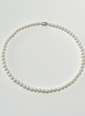 法国entle motto925银全珠链圆珠项链简约时尚短款淡水珍珠锁骨链