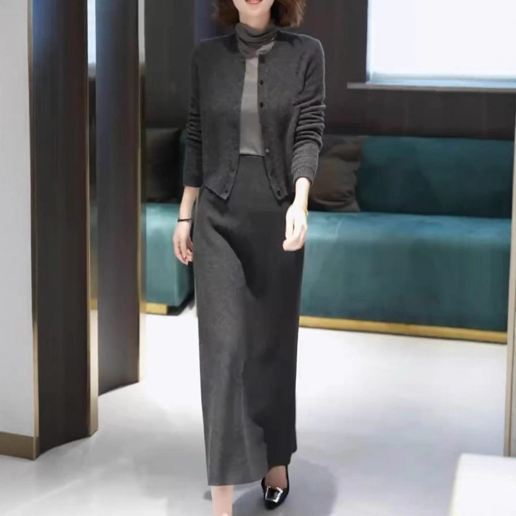 法国george melis秋季新时尚通勤风修身长袖外套高腰半身裙女