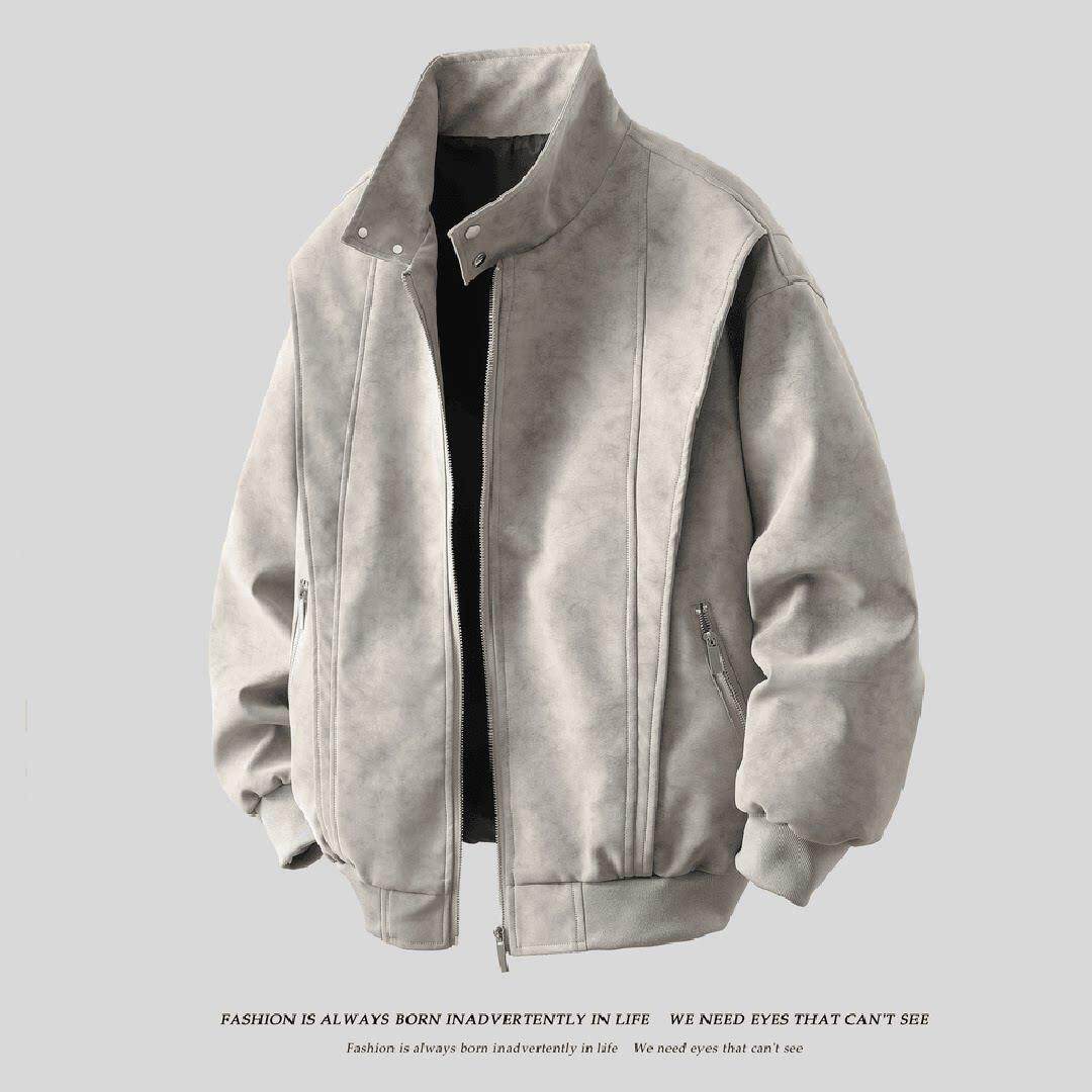 春秋冬季夹克外套cleanfit男款美式飞行员pu皮衣痞帅雾面扎染衣服