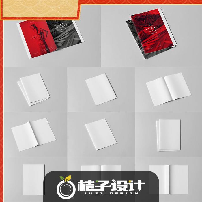 PS样机408 简装骑马钉书籍杂志装帧封面内页A4宣传册PS样机贴图