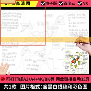 多边形面积思维导图手抄报小学生数学五年级面积黑白线稿电子小报