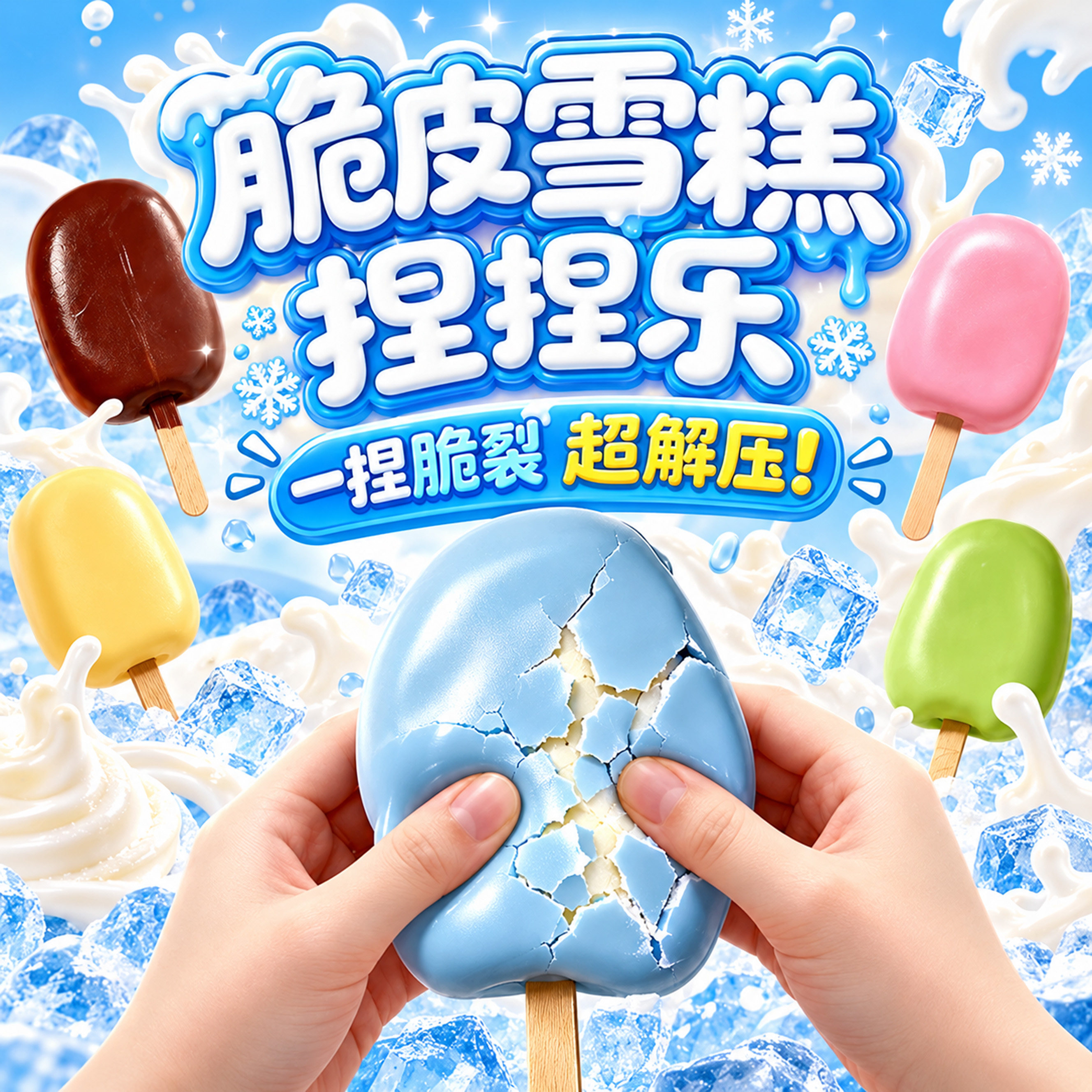 雪糕脆皮捏捏乐解压玩具自制手作球减压神器网红蜡皮发泄球慢回弹