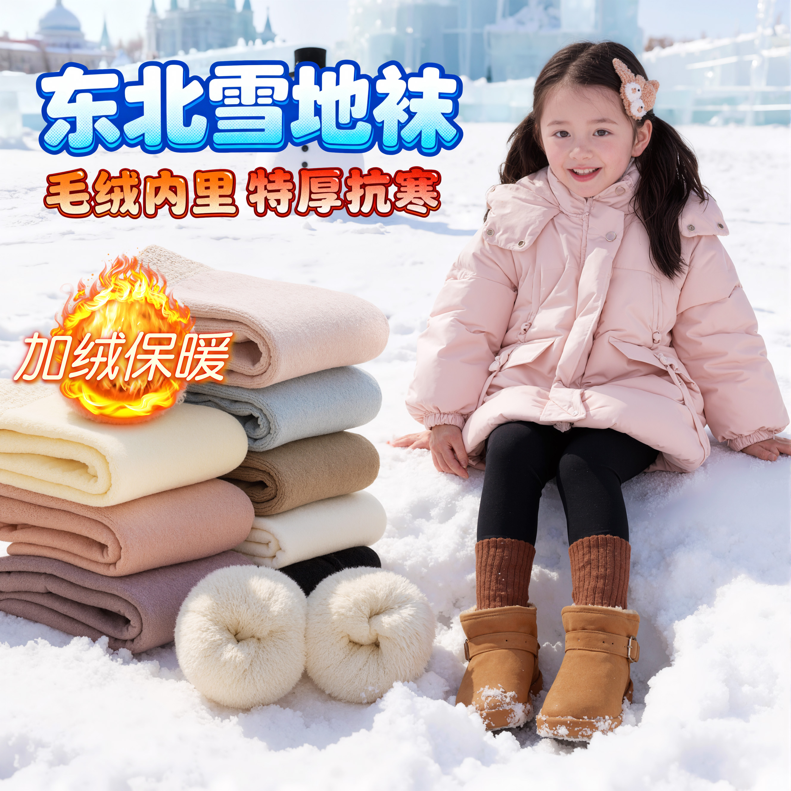 东北哈尔滨儿童防寒装备雪地袜