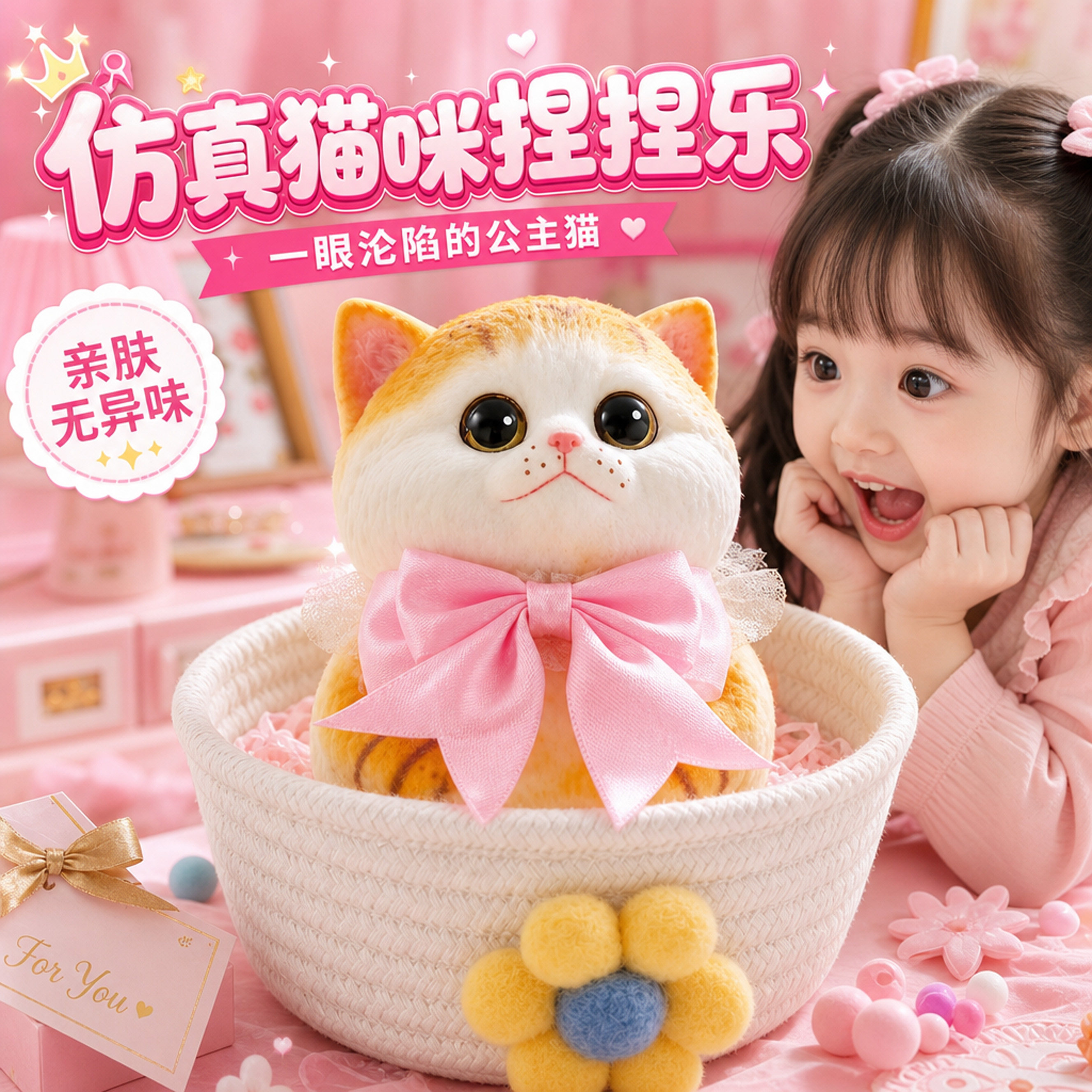 手绘仿真猫咪捏捏乐解压玩具图片