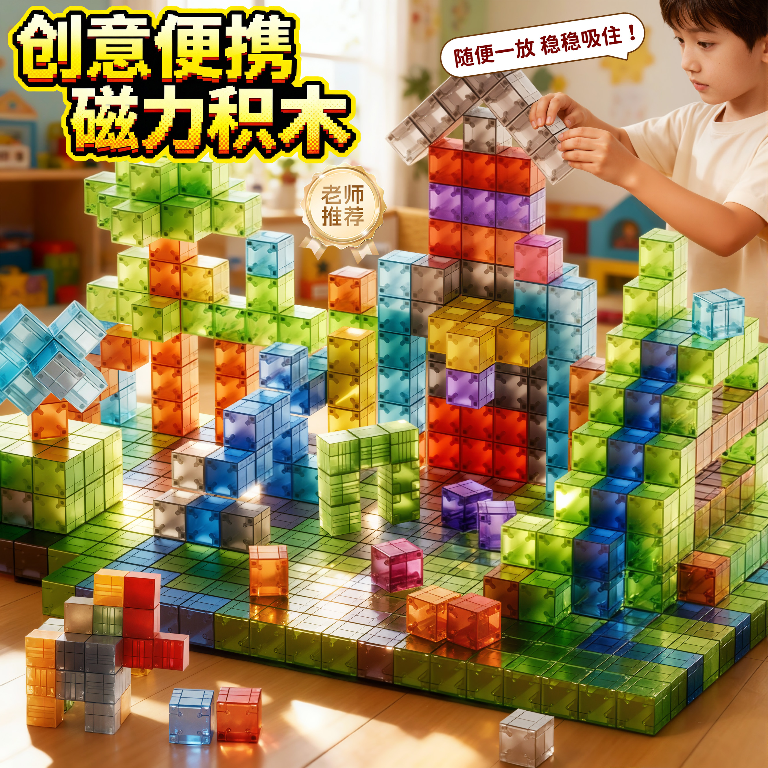 百变磁力方块积木儿童益智拼图