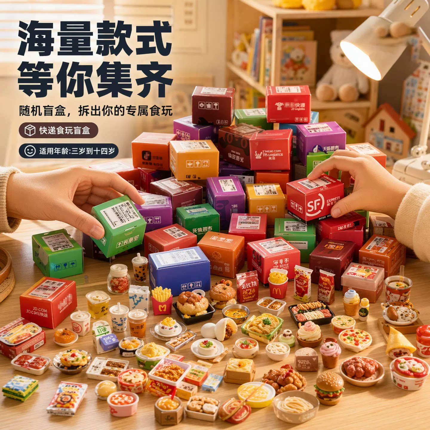 迷你小包裹儿童快递玩具惊喜食玩盲盒女孩过家家仿真食物微缩模型