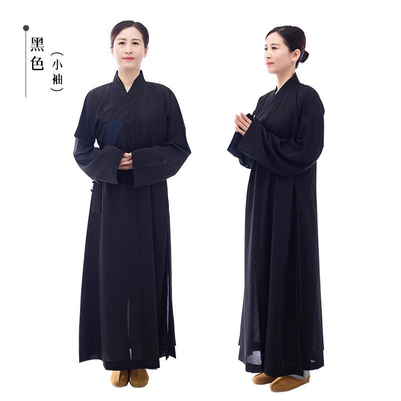 新式小袖海青居士服男女同款不透明海清僧服禅修服道袍法衣皈依长