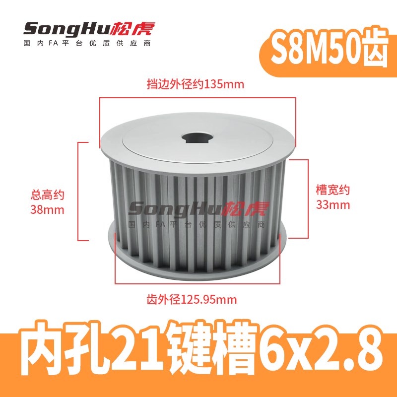 EBL41-S8M300-50-A-N-d20至50孔S8M50齿同步轮槽宽33 S8M同步带轮