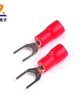红色100只 SV1.25-4接线端子1.5平方Y型1-3U型 线叉形端子叉子
