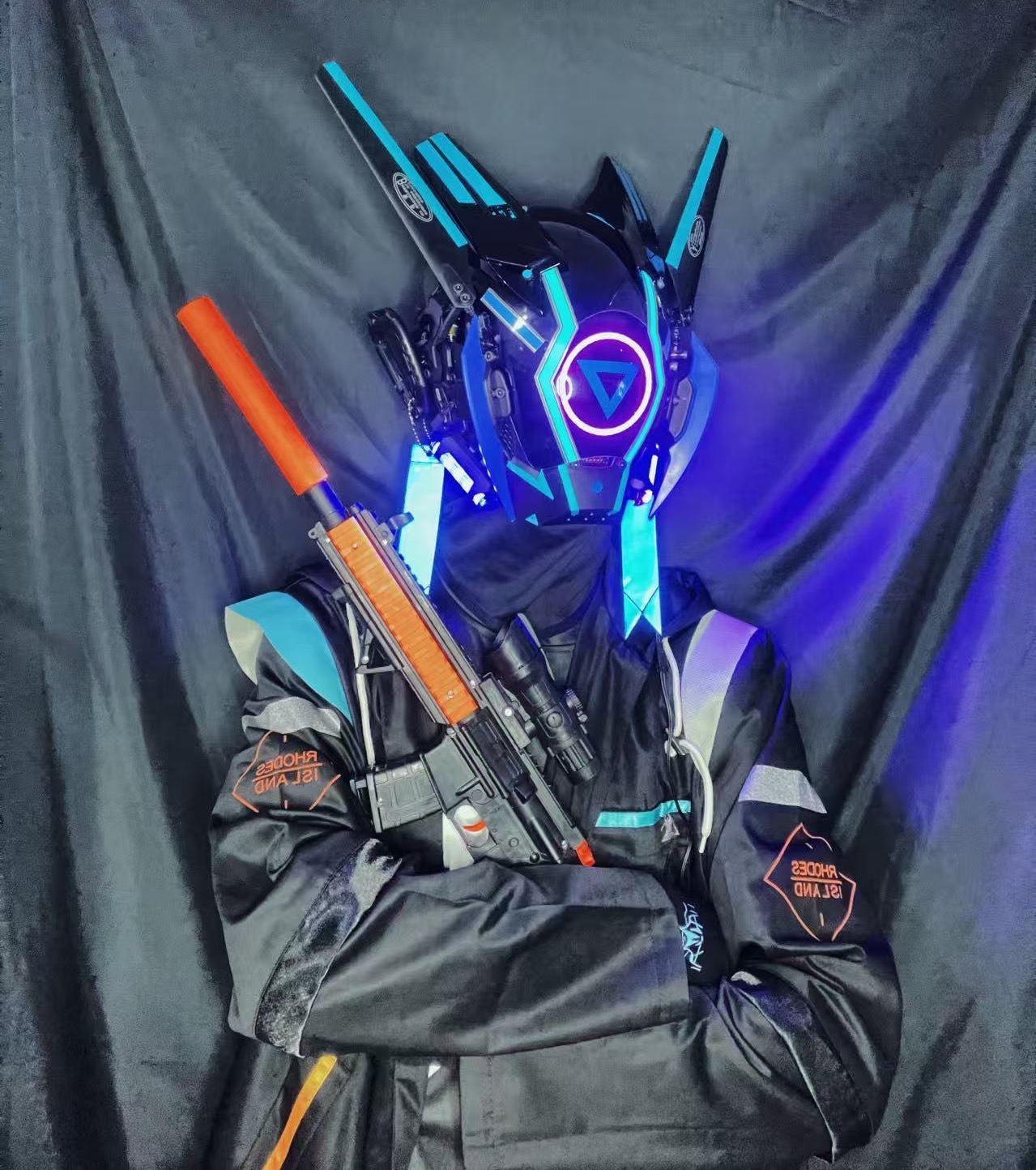 万圣节cosplay道具头盔面罩赛博朋克头盔面罩男士全脸cos服暗黑