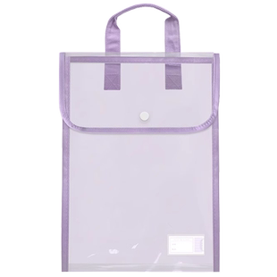 得力PVC文件袋学科手提袋按扣式大容量透明防水美术袋小学生用装书用试卷袋收纳袋手提书袋书本课本分科书袋