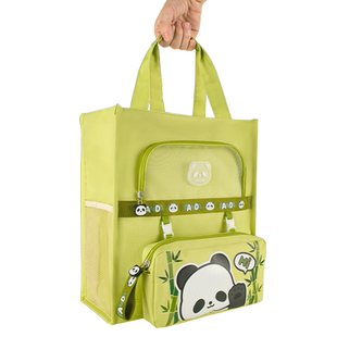 熊猫补习袋小学生A4手提拎书袋儿童女孩大容量帆布补课包补习班书包美术袋作业收纳袋子初中女生专用文件袋男