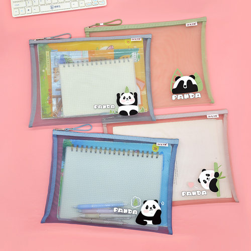 洪星网纱熊猫文件袋大容量耐用