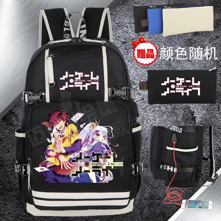 游戏人生空白我爱人类二次元动漫书包卡通印花初高中学生双肩背包