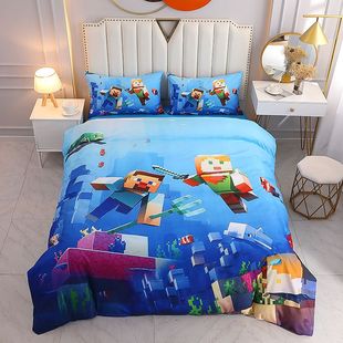 2025我的世界卡通床品男孩单人床三件套学生床单被套四件套儿童床