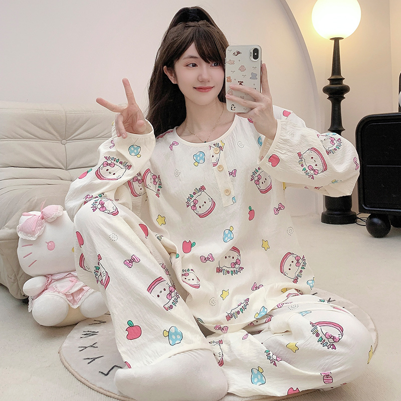 2024年新款韩版ins网红直播睡衣女春秋季学生高颜值可爱居家服女