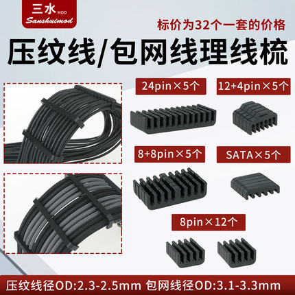 压纹线/包网线理线梳套装主板显卡40系50系cpu理线架模组线理线卡