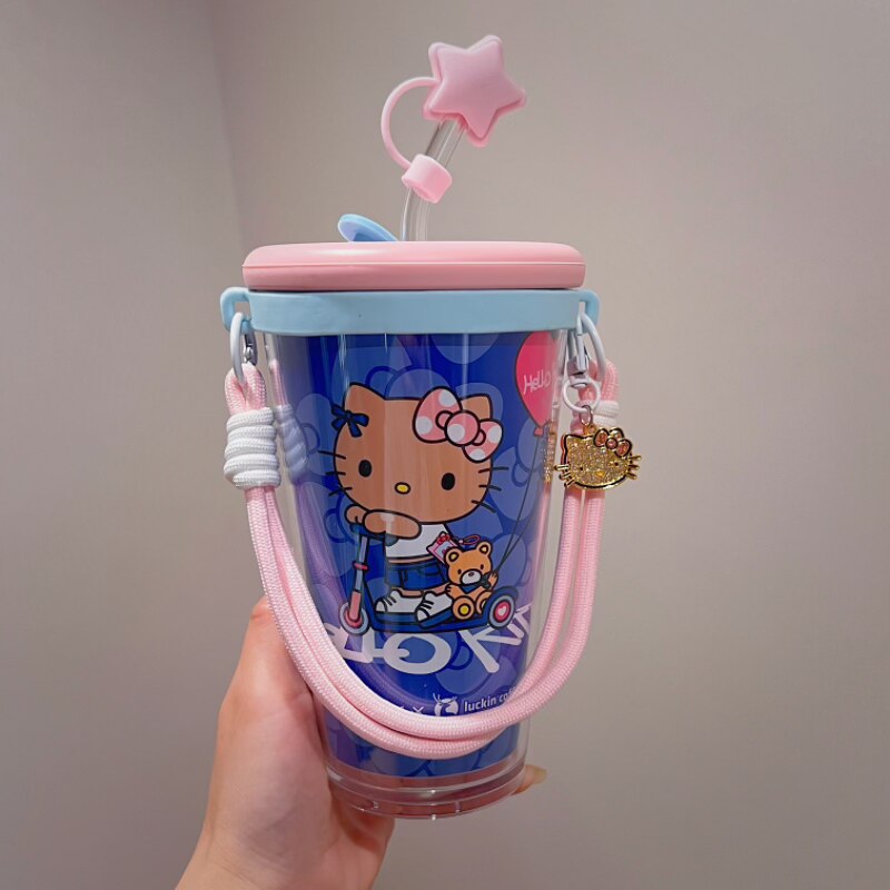 【定制硅胶杯盖】瑞幸联名 蓝色 HelloKitty超大pp杯改造配饰全套