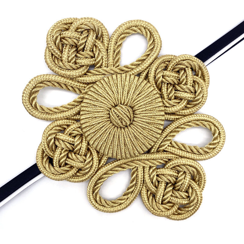 柏熙纽扣中国结盘花金银丝四古钱加大凹脐表演戏服定型装饰盘扣