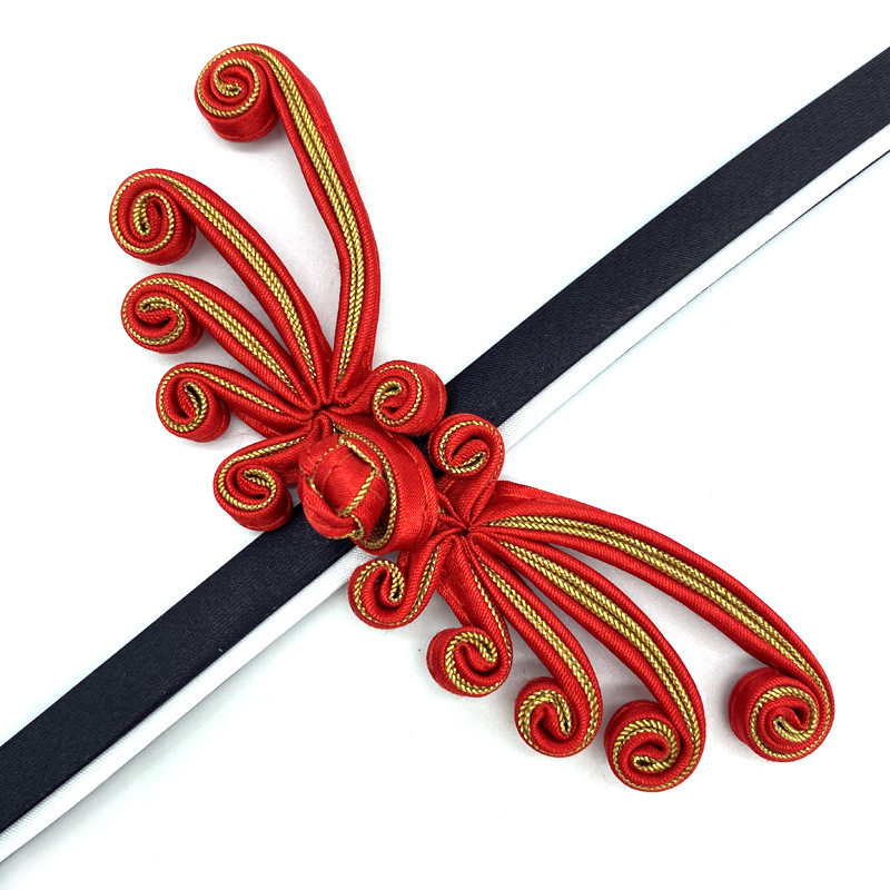 【】柏熙045e蝴蝶扣民主风旗袍唐装大衣手工铜丝定型包布纽扣