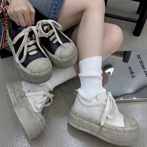 真皮厚底增高百搭小白鞋女秋新