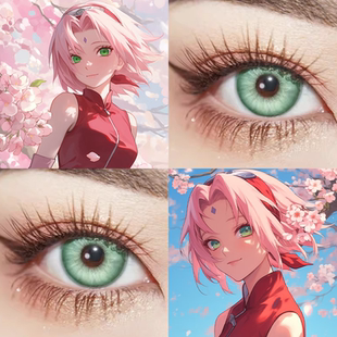 春野樱同款cos美瞳日抛doya绿色信仰动漫展显色带度数隐形眼镜gt