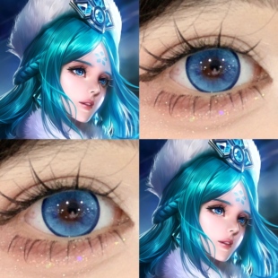 王昭君cos美瞳日抛蓝色王者荣耀水水冰月波崽糕蓝出道日蓝显色JA