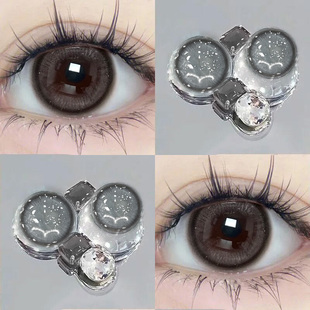 博士仑护锂夜美瞳半年抛黑灰色大直径纯欲泪光琉璃隐形眼镜泽qb