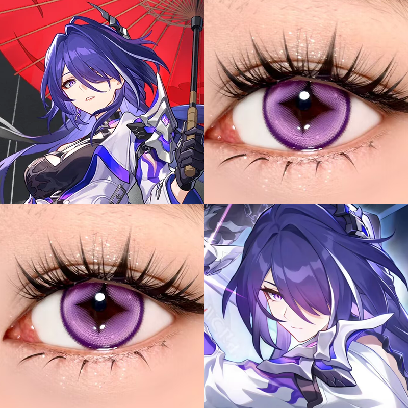 黄泉cos美瞳崩坏星穹铁道KING紫九重景木槿紫星辰泪紫显色日抛Ja