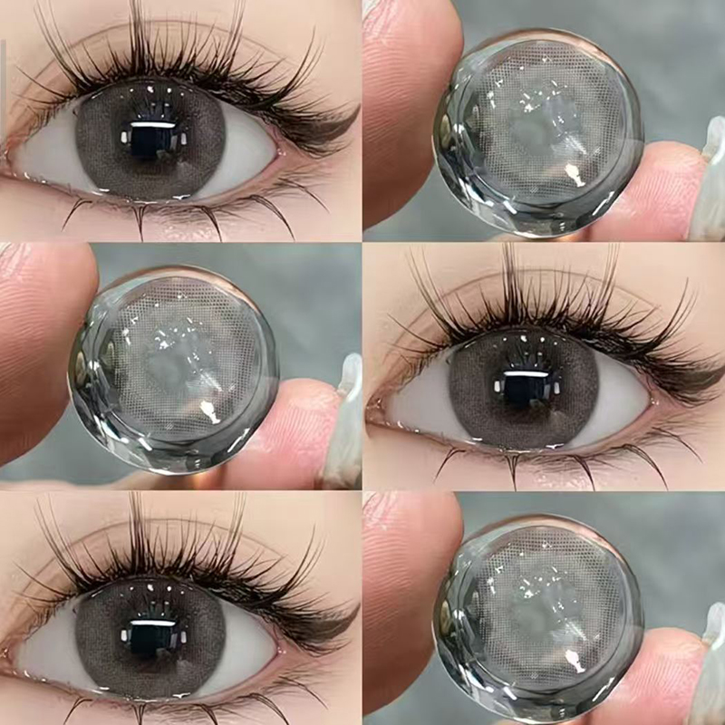 灰色美瞳半年抛女2片装小直径亚裔轻混血感带度数彩色隐形眼镜TF
