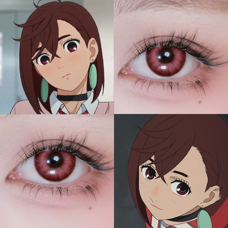 绫濑桃cos日抛胆大党高仓健厄卡伦白鸟爱罗棕色粉色红色美瞳ZT