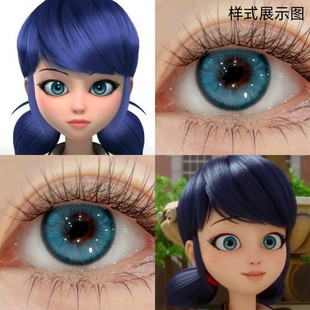 玛丽娜cos美瞳瓢虫雷迪蓝色半年抛小大直径显色隐形眼镜漫展DN