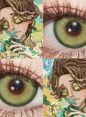 第五人格入殓师温室伊索卡尔cos美瞳日半年抛黄绿色显色大直径dn