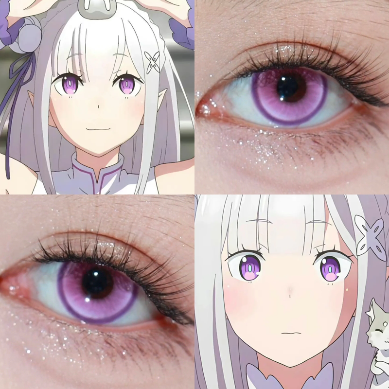 爱蜜莉雅cosplay美瞳紫色日抛艾米莉亚二次元动漫展紫色云朵qb