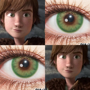 小嗝嗝cos美瞳日抛驯龙高手翠点星荷男翠影绿毛球黛青绿色显色JA