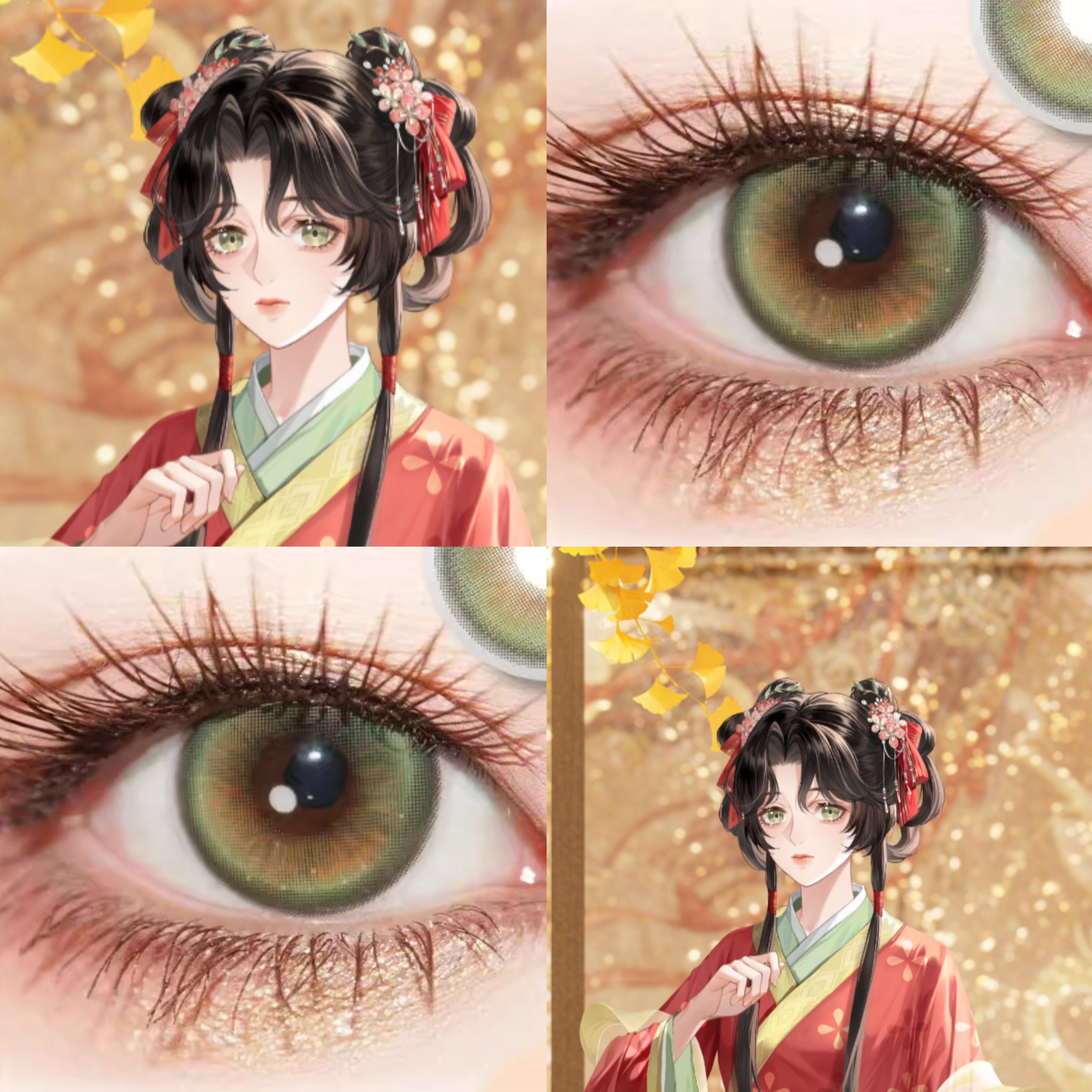 伍丹cos美瞳日抛绿色代号鸢绿境感应深空物语绿萤火嫩绿显色贺JA