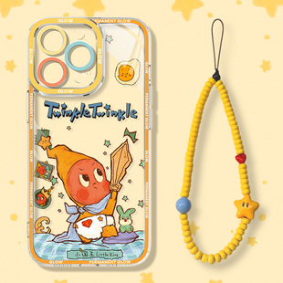 星星人适用于苹果17promax手机壳新款 12mini保护套xs 女生iphone16带手链挂绳ip15可爱14plus透明软壳硅胶13