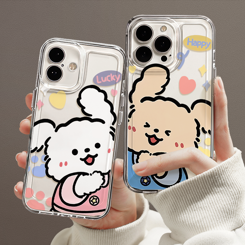 红米手机壳可爱线条小狗情侣后盖