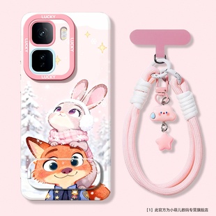 新款适用于iqooneo11手机壳高级感全包防摔10pro+疯狂动物城NEO8带挂绳手链7带镜子支架挂绳6外壳保护套后盖