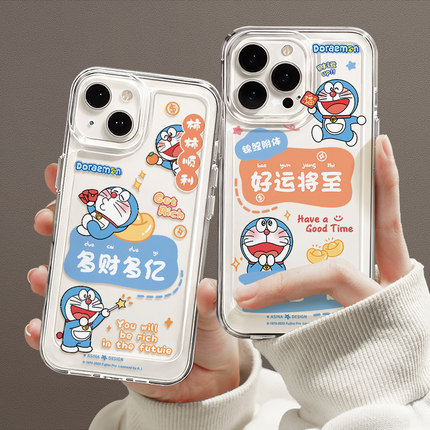 适用opporeno15pro手机壳新款女RENO14pro高级findx9全包reno13/12/11哆啦A梦10pro+透明外壳x8ultra/7/6散热