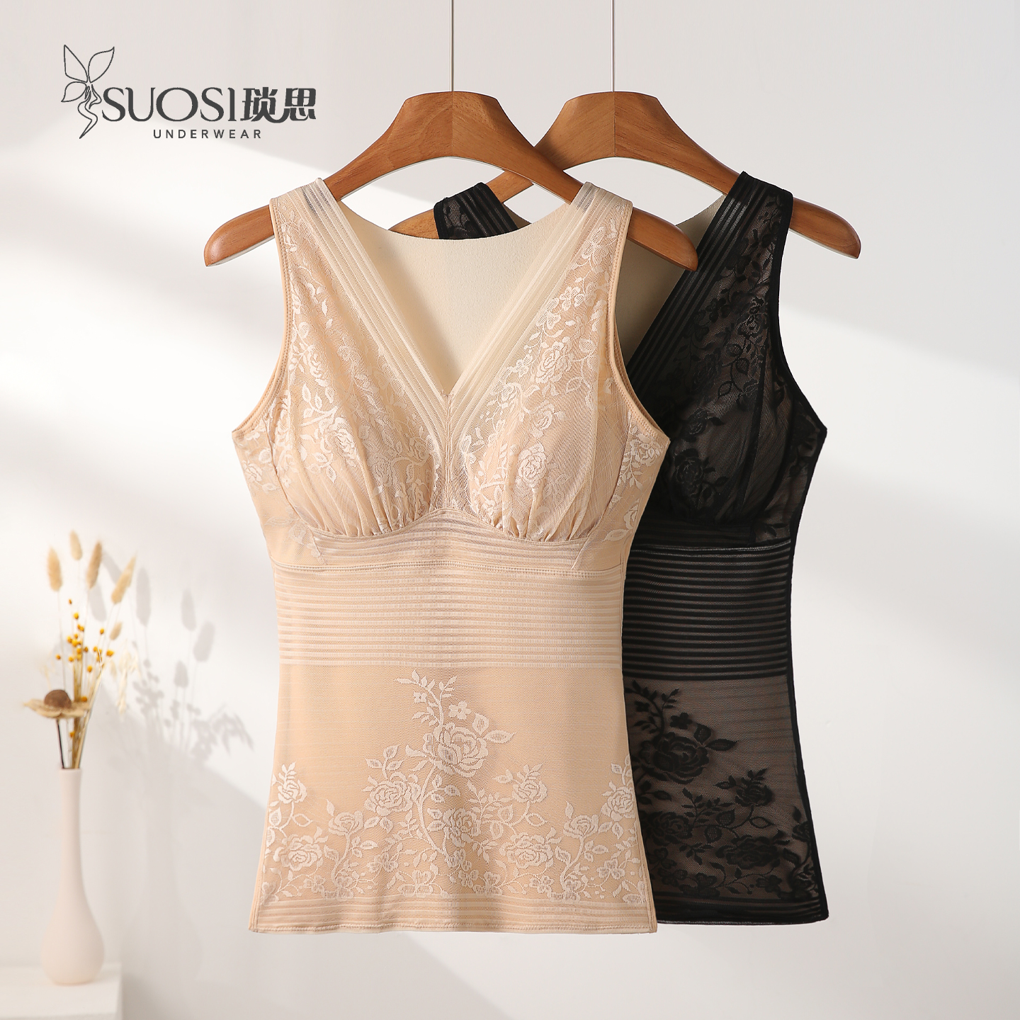 冬季加绒免穿文胸保暖背心女收腹