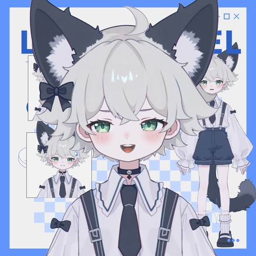 live2d虚拟主播成品蓝小猫男孩皮套直播虚拟形象设计虚拟主播