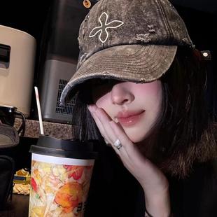 GN美式 复古做旧刺绣刺绣十字架棒球帽大头围嘻哈街头潮牌鸭舌帽