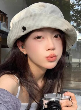 GN【六种戴法】日系复古小众设计涂鸦渔夫帽女秋季百搭显脸小盆帽