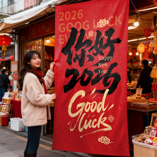 马年2026新年装饰品大挂布元旦春节商场店铺幼儿园教室拍照背景墙