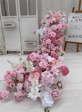 瀑布桌花仿真玫瑰婚庆摆件订婚求