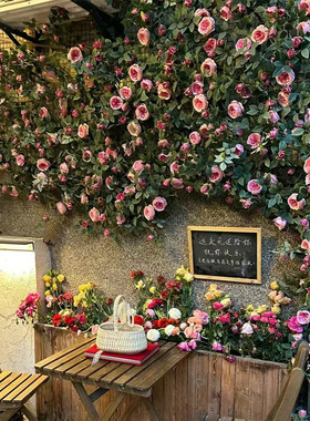 仿真玫瑰蔷薇花藤瀑布室内外门头